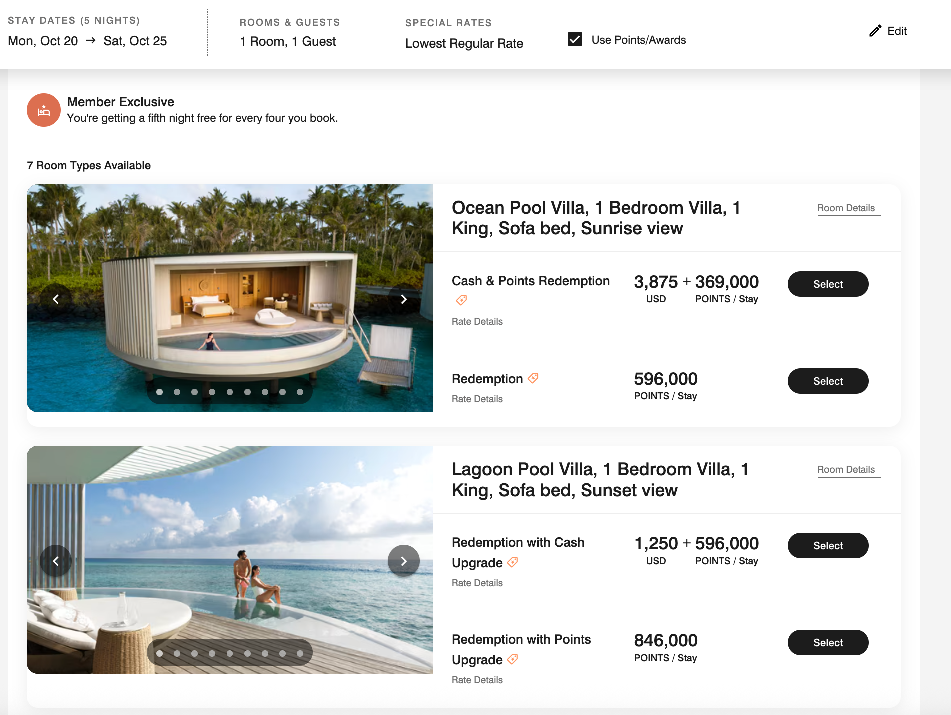Bonvoy Maldives Redemption