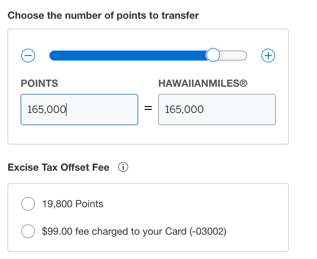 Amex excise tax offset fee