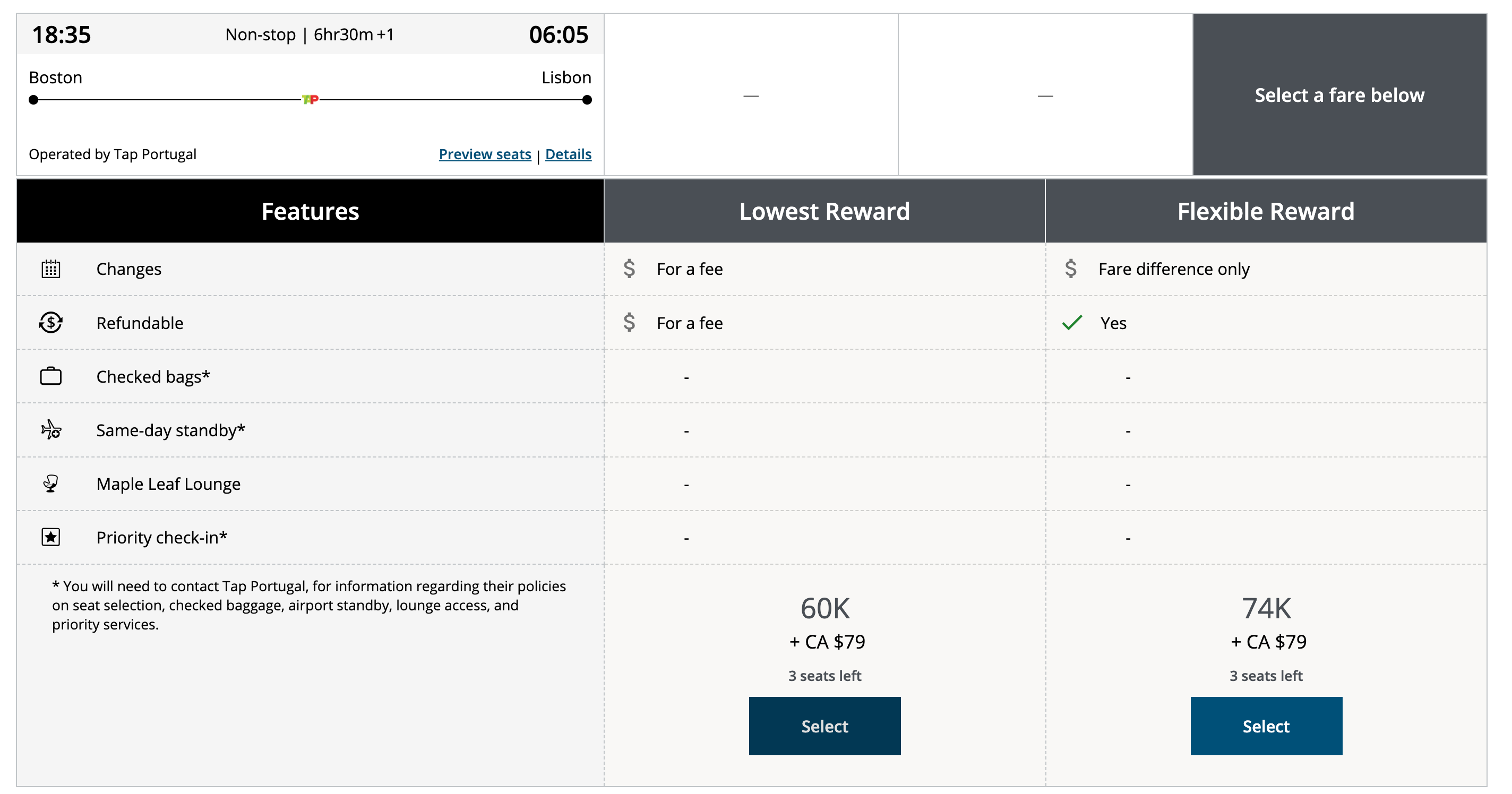 Air Canada screenshot
