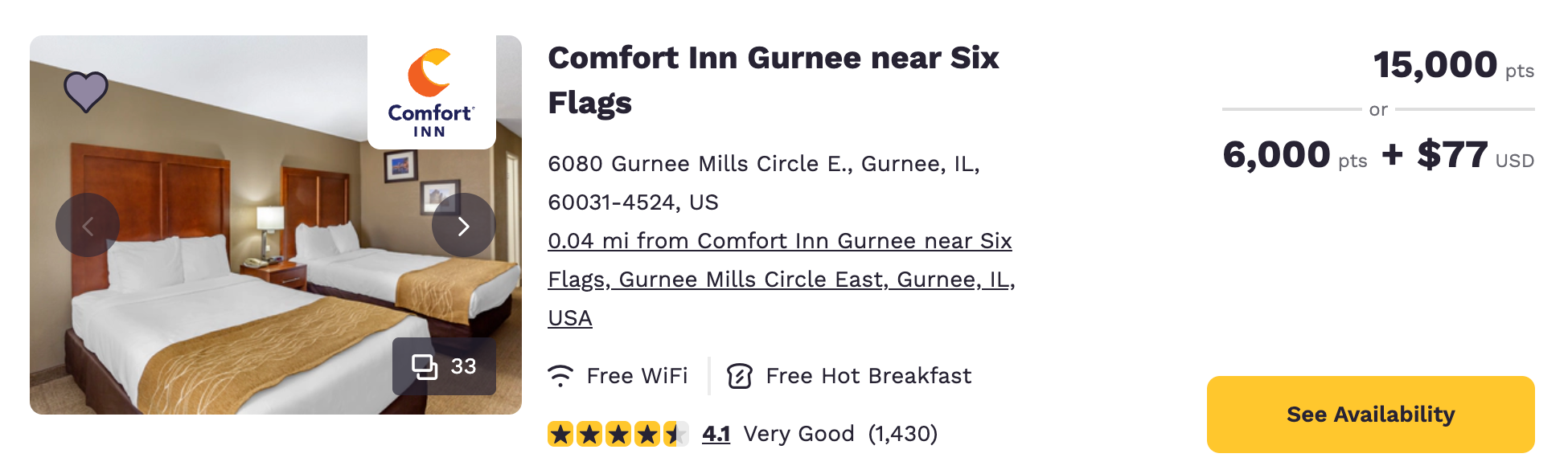 Comfort Inn Gurnee award pricing