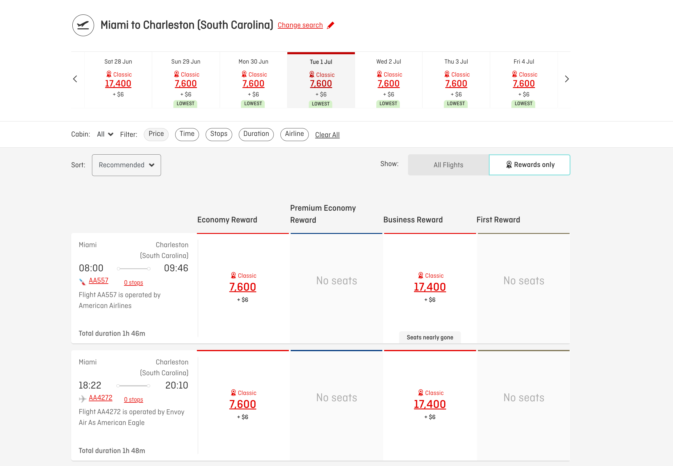 AAdvantage screenshot