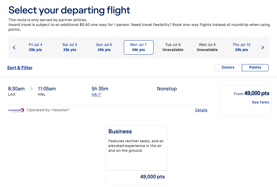 JetBlue screenshot