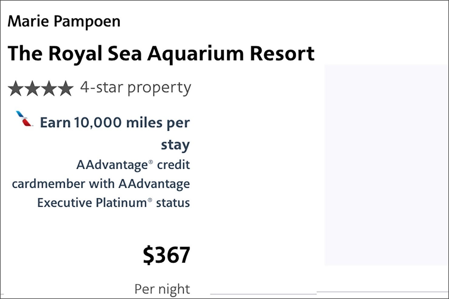 Curacao hotel that earns 10,000 AAdvantage Loyalty Points through AAdvantageHotels.com