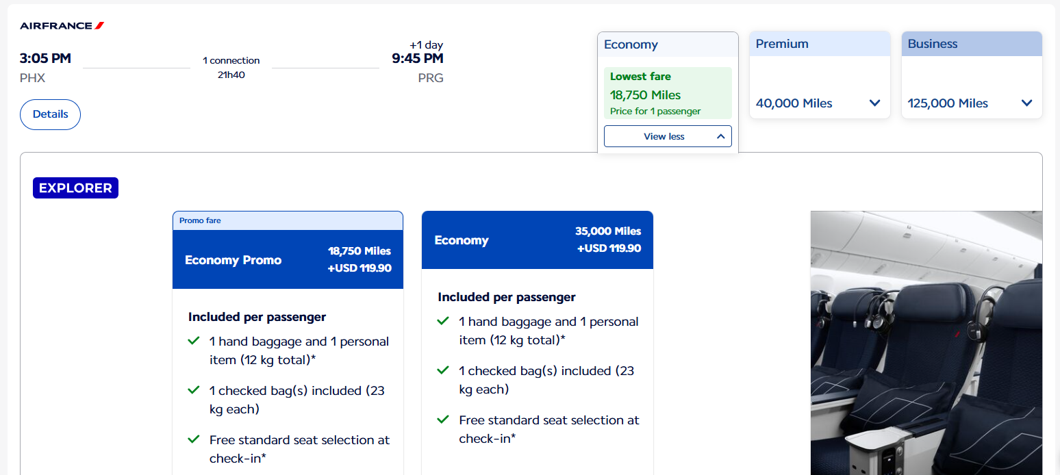 Flying Blue Promo Rewards example