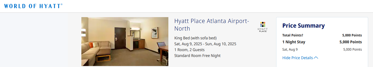 Booking a hotel through Hyatt