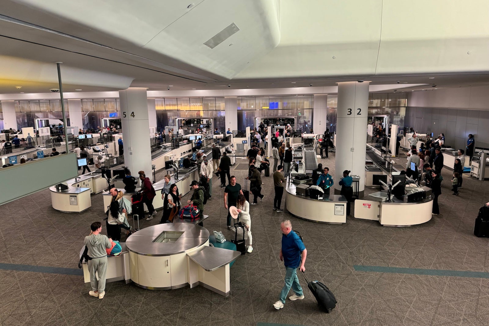 TSA checkpoint at New York's LaGuardia Airport (LGA) Terminal B. 
