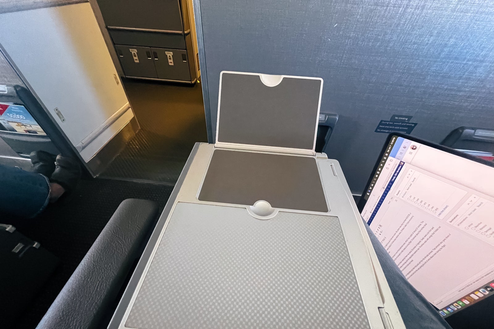 laptop on tray table