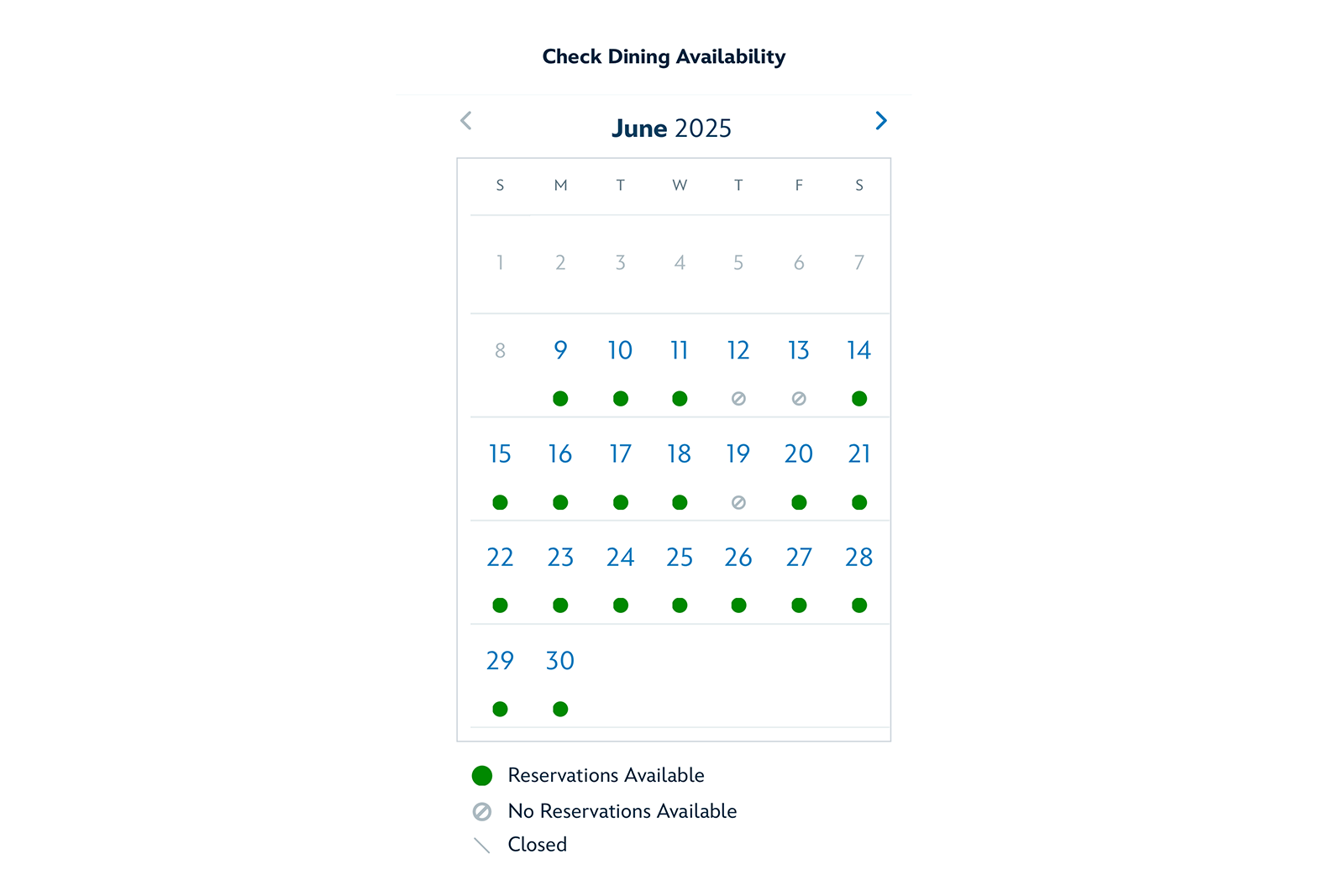 restaurant reservation availability