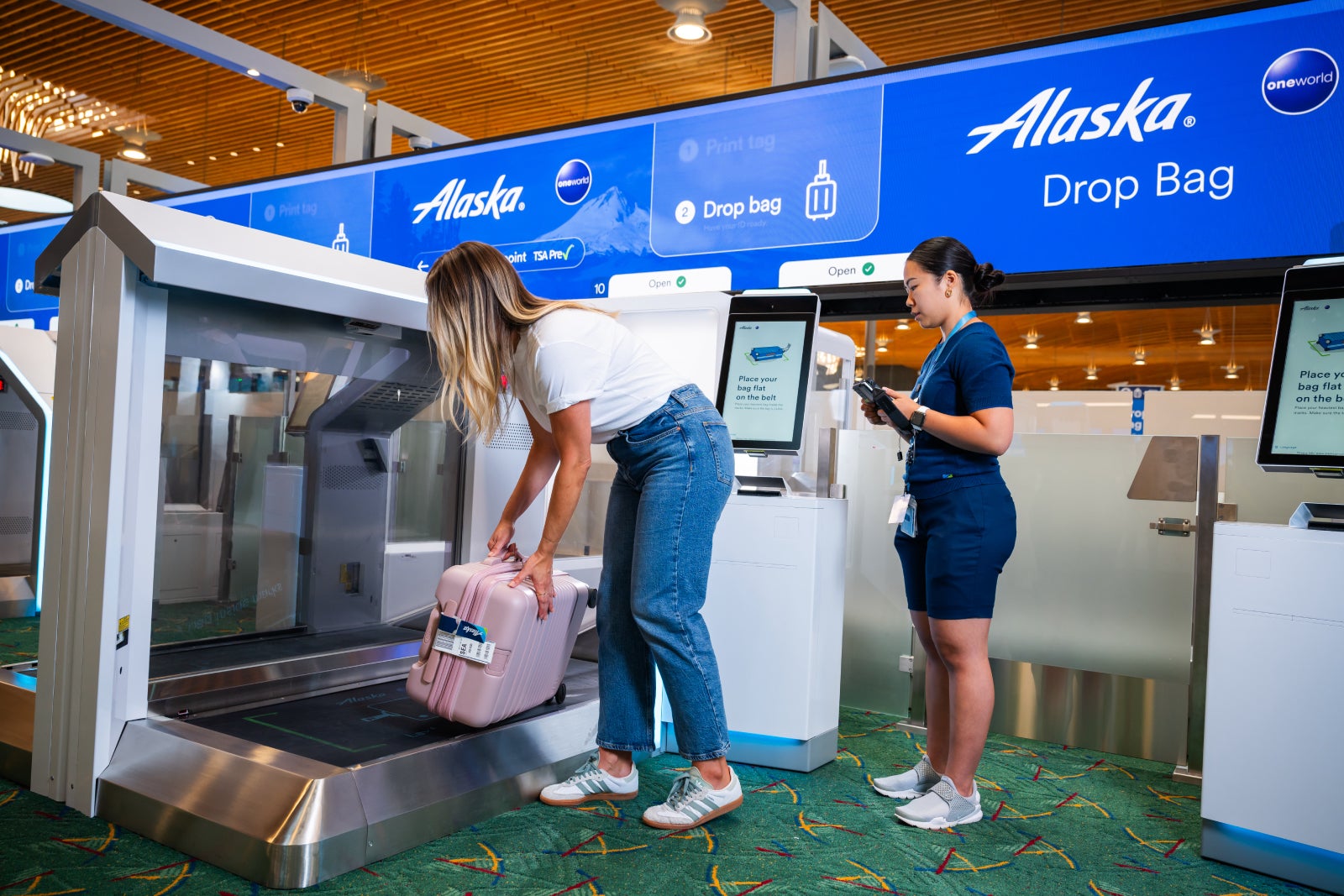 Automated bag drop drop at Portland International Airport