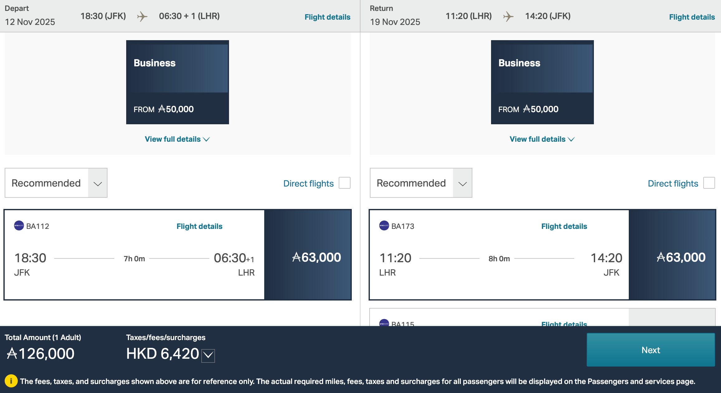 British Airways Award Ticket on Cathay Pacific's Website