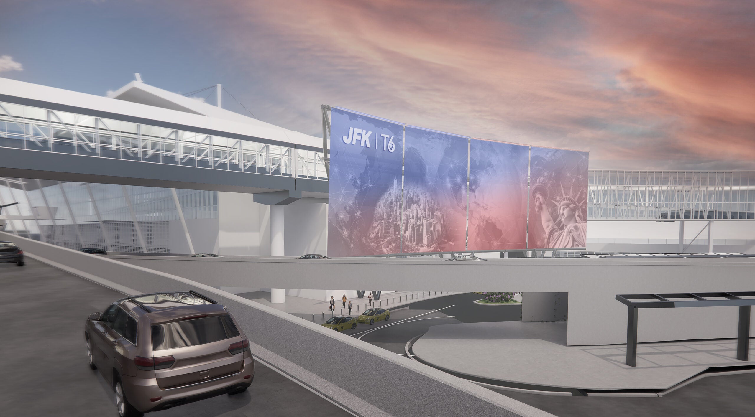 JFK Terminal 6 aerial illustration. JFK Millennium Partners
