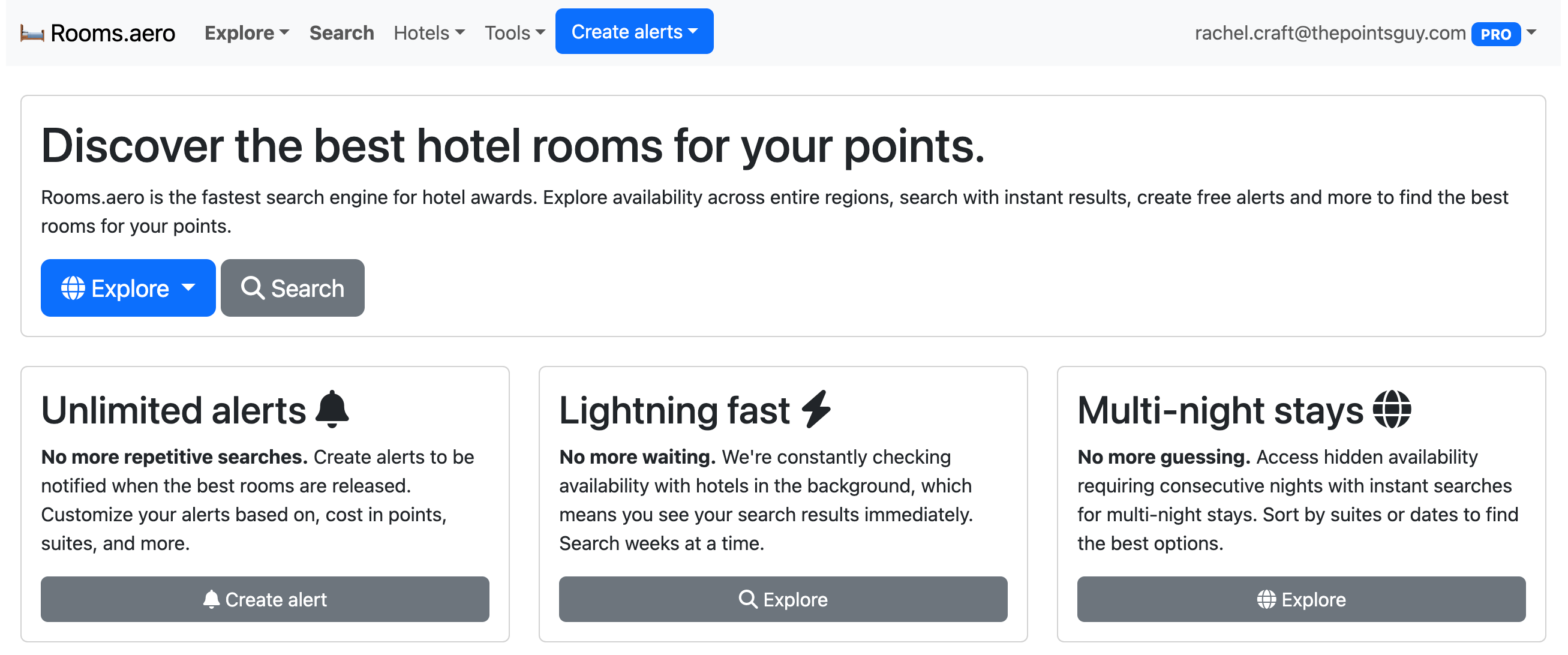 Rooms.aero homepage