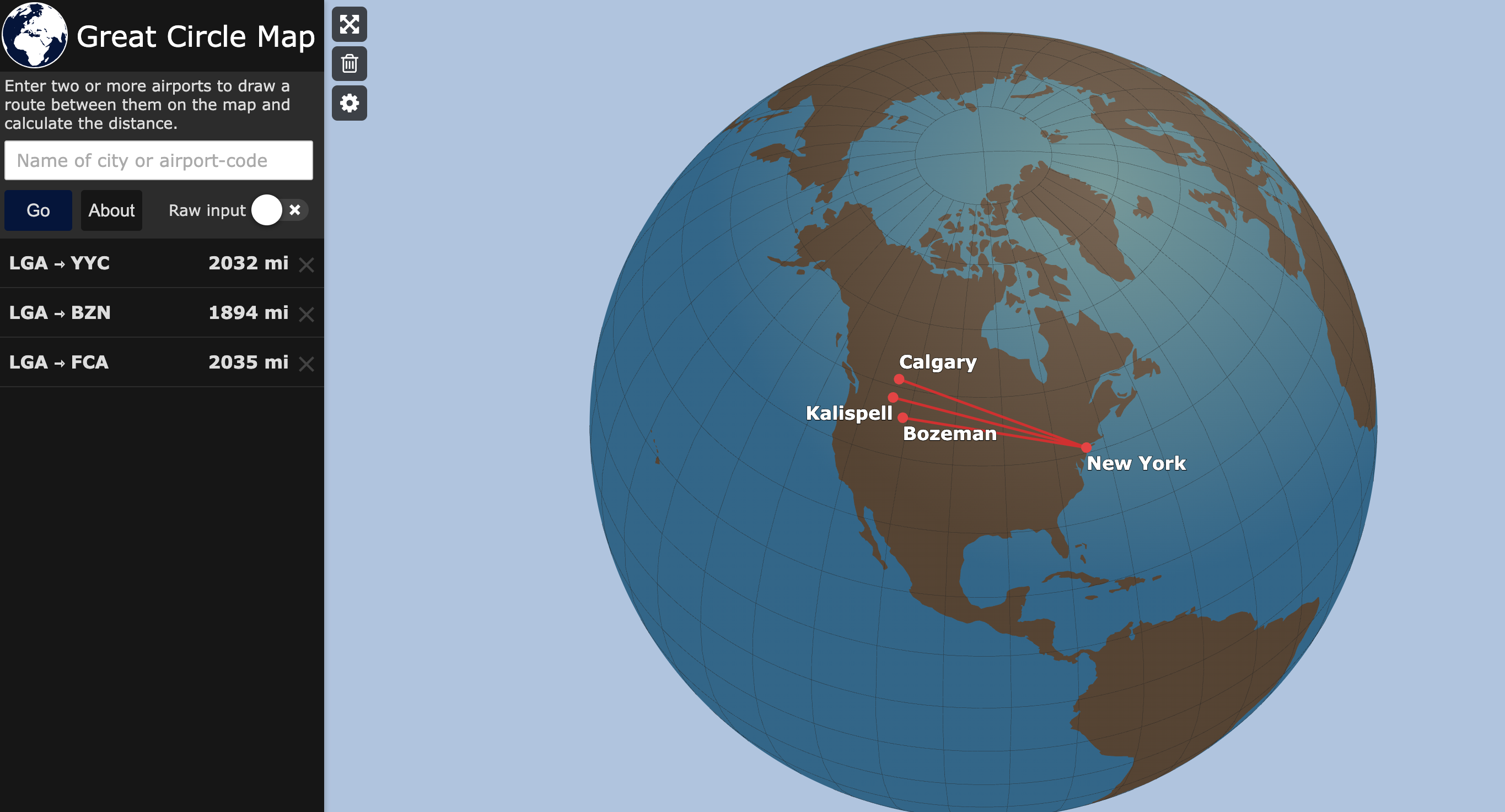 New AA routes from LGA from Great Circle Map.