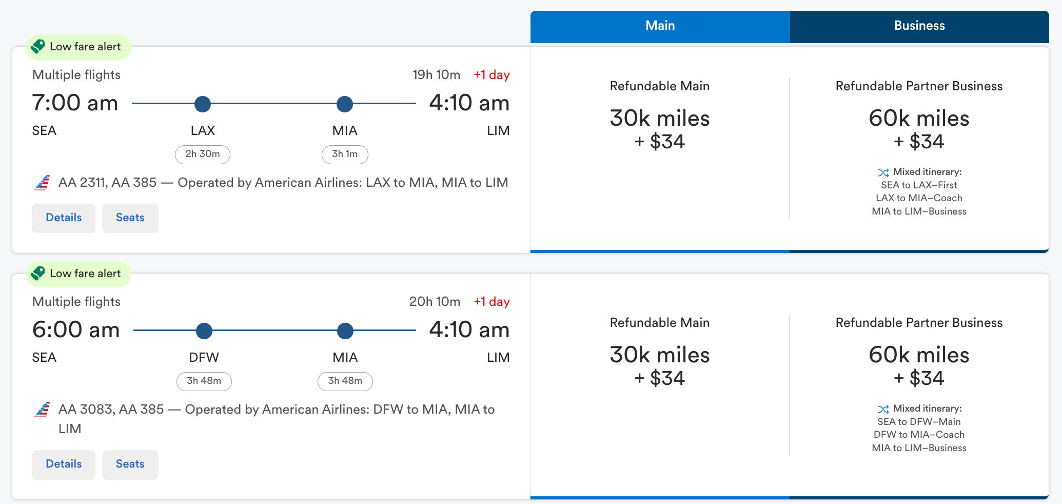 Alaska Mileage Plan screenshot