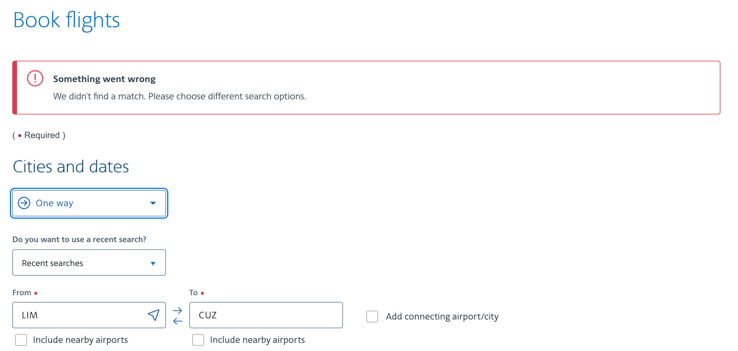booking page