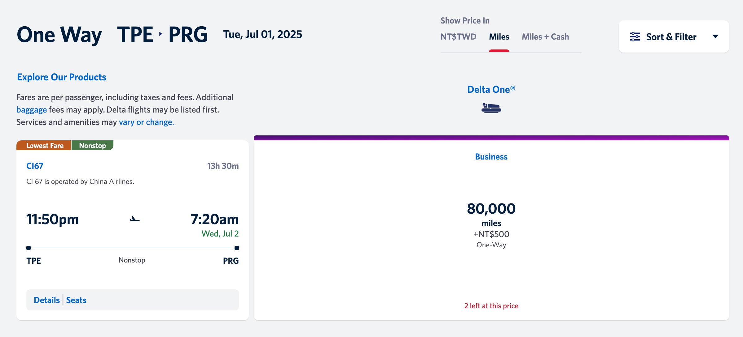 Delta SkyMiles screenshot