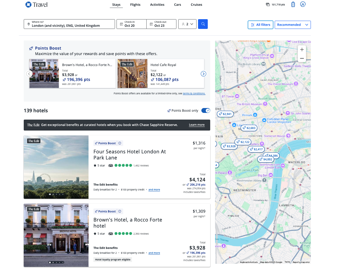 CHASE TRAVEL LONDON HOTELS