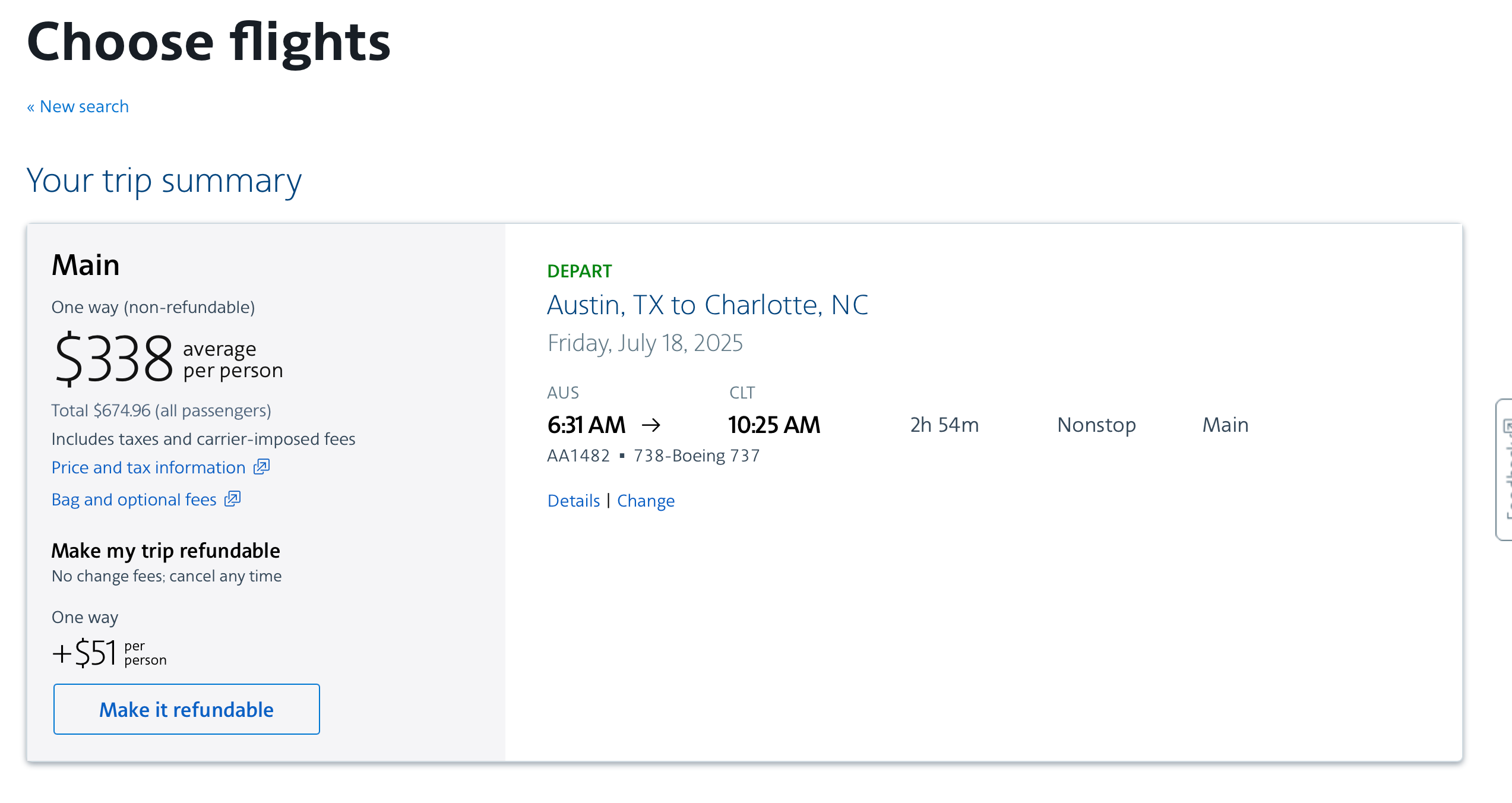 austin charlotte flights
