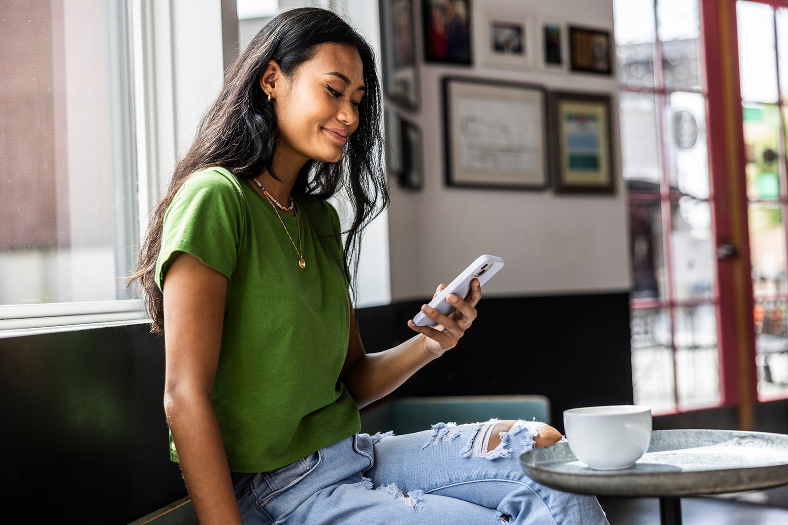 Woman looking at her phone