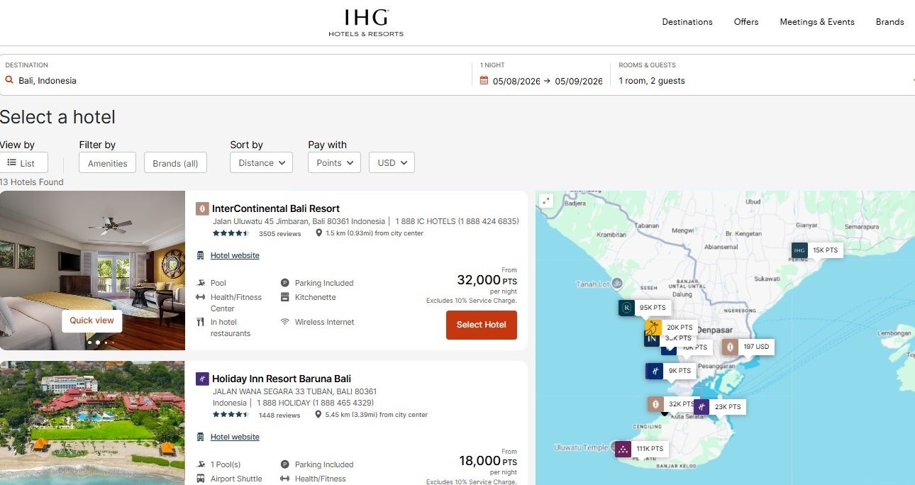 Booking an IHG award night