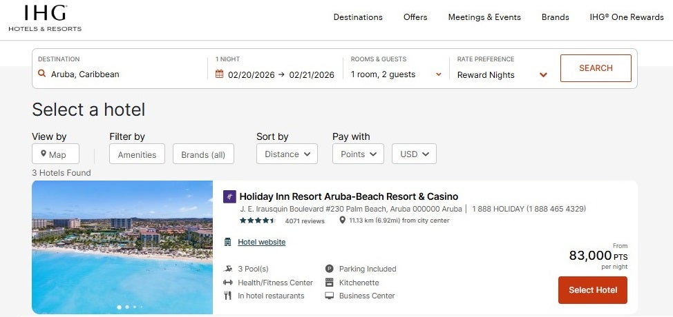 Booking an IHG award stay