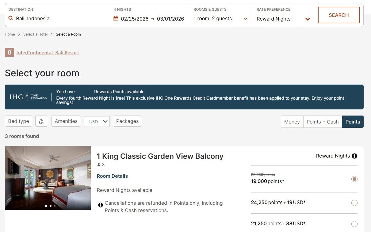 Getting a fourth night free on a four-night IHG award stay