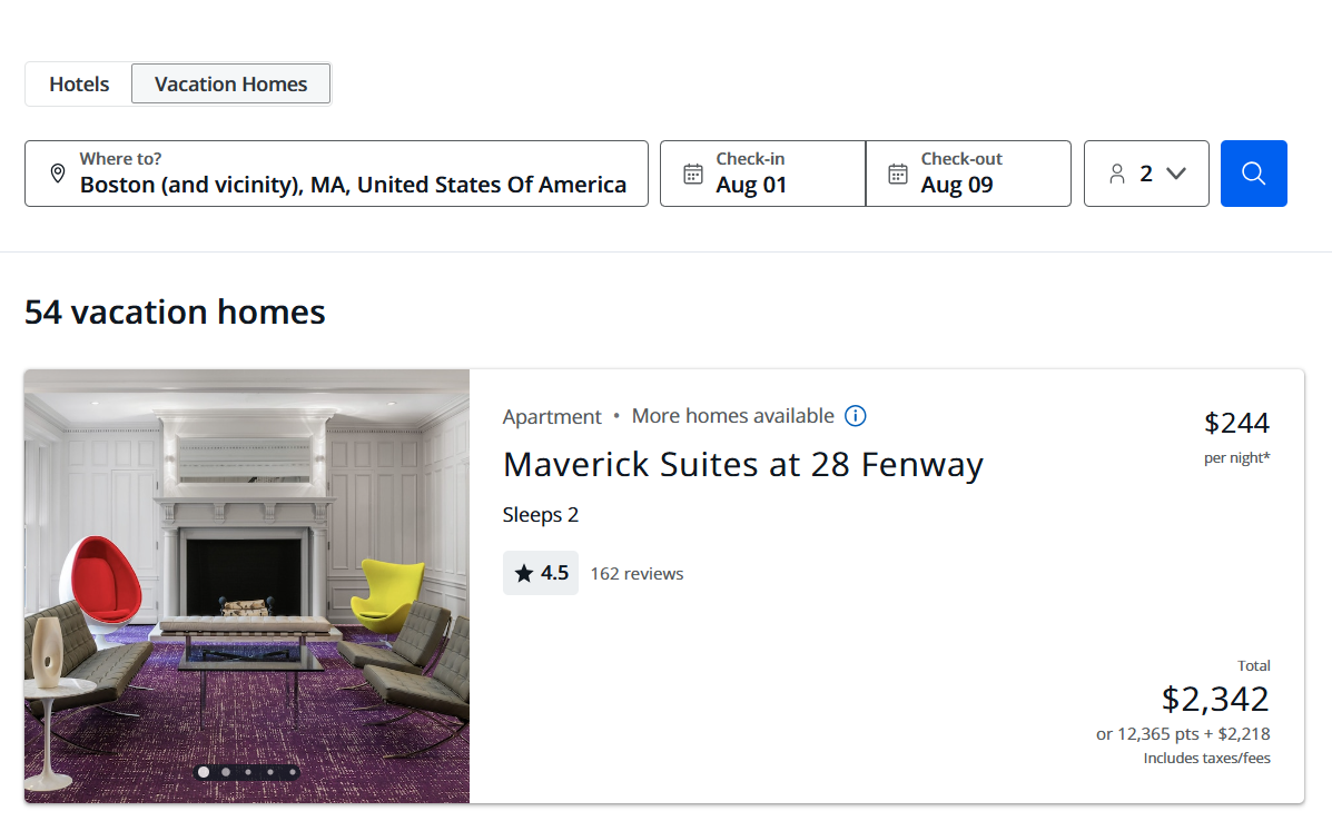 hotel booking platform search results