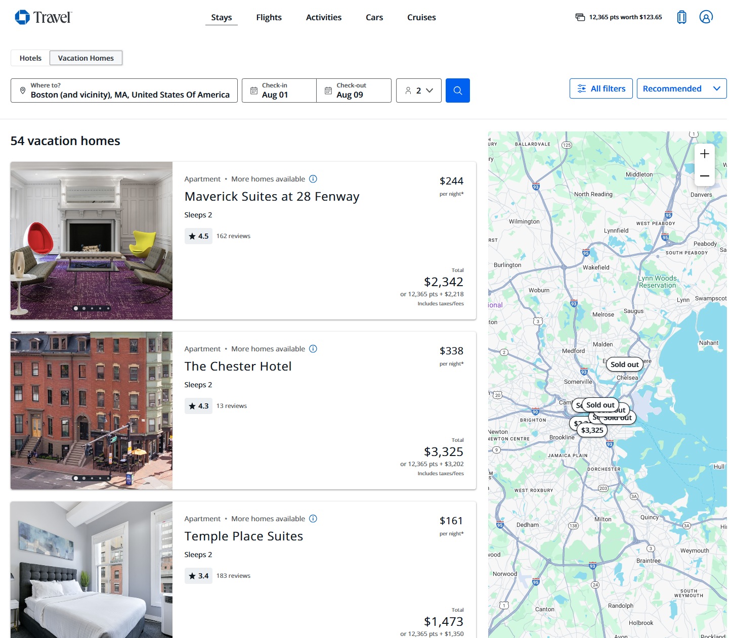 hotel booking platform search results